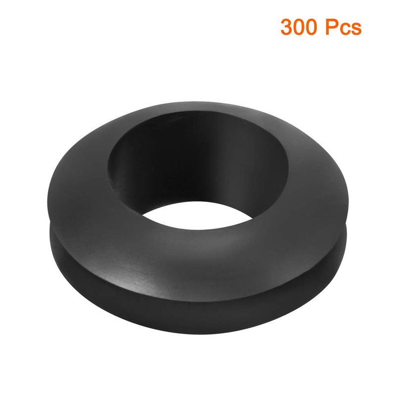 uxcell Wire Protector Oil Resistant Armature Rubber Grommet 10mm Inner Dia 300Pcs Black