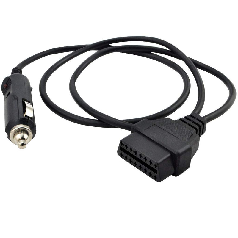 OLLGEN 1M/3.3ft Car OBD2 Vehicle ECU Emergency Power Supply Cable Car Memory Save Any 12V DC Power Source with Cigarette Lighter to OBD Female Connector Cable Adapter