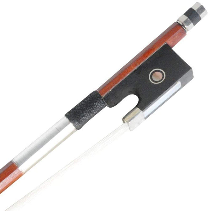 ADM 1/2 Half Size Well Balanced Brazilwood Violin Bow with Wood Stick, Horsehair, Ebony Frog with Pearl Eye and Pearl Slide, Nickel Silver Mounted