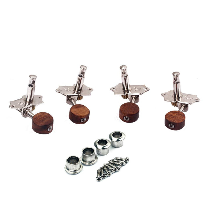 Alnicov Tuning Pegs Machine Heads 2R2L Tuners With Wooden Tuning Peg Button For Ukulele 4 String Guitar