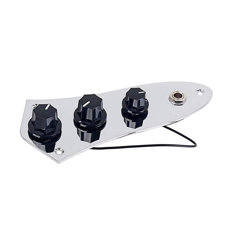 Alnicov Prewired Bass Guitar Pickup Set Plus Control Plate System With Black Cap For Fd Jazz Bass J Style Bass Guitar