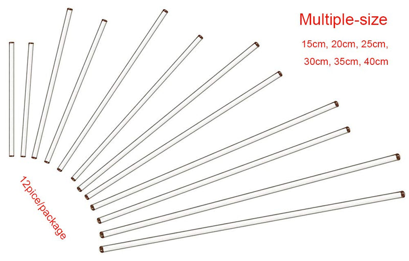 12PCS Glass Stirring Rod Stir Stick with Both Ends Round - 15.8" 13.8" 12" 10" 8" 6" Long - 2 Piece for Every Style -12pcs/pk (12)