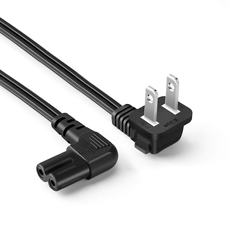 CableCreation 10 Feet 18 AWG Angled 2-Slot Non-Polarized Angle Power Cord (IEC320 C7 to Nema 1-15P), 3M / Black 10ft