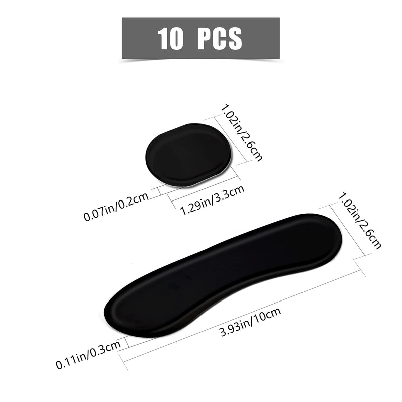 LUTER 10Pcs Drum Dampener Gel Pads, Soft Silicone Oval and Long Strip Drum Silencers Pads Set Moon Gels Damper Drum Dampening Pads Tone Control for Drums Head Cymbal (Black) Black