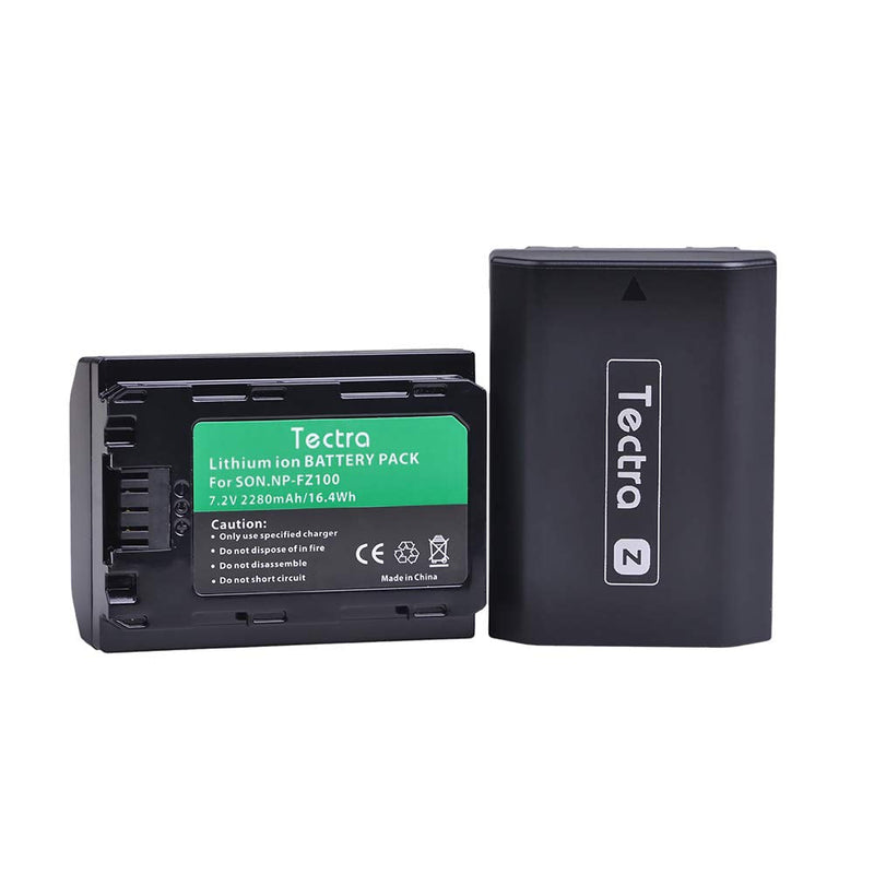 Tectra 2280mAh NP-FZ100 Replacement Battery with Battery Storage Case for Sony a6600, Alpha 9, A9, Alpha 9R, A9R, Alpha 9S, A7RIII, A7R3, A7 III Digital Camera