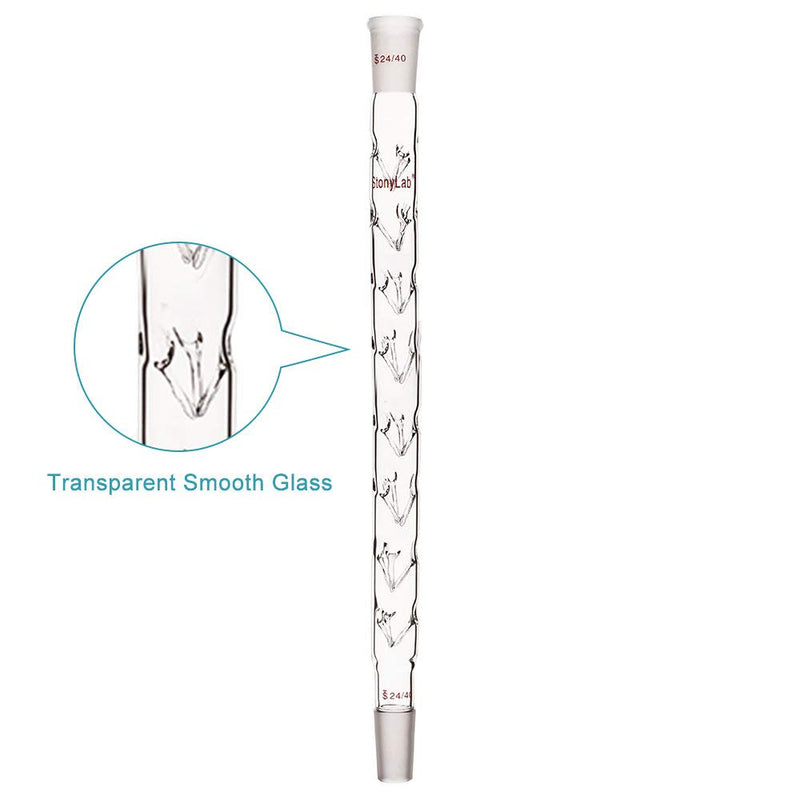 stonylab Vigreux Distillation Column, 24/40 400 mm Length Borosilicate Glass Fractional Distillation Column Vigreux Column with Indentations for Laboratory