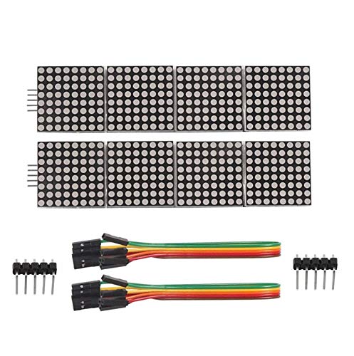 CenryKay 2Pack MAX7219 Dot Matrix Module(Red Light) 4 in 1 Display Compatible for Arduino Microcontroller with 5Pin Line