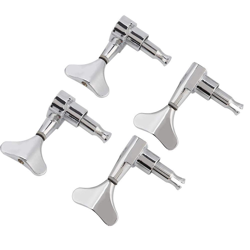 Dilwe Bass Guitar Tuning Peg, Fishtail-Shaped Button Sealed Machine Heads Bass Guitar Tuning Pegs 2L + 2R Upgrade DIY Guitar Parts Accessories Silver