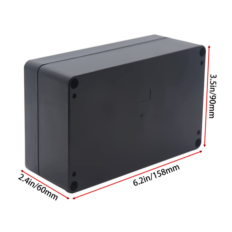 YETLEBOX Watertight Junction Box, IP67 Waterproof Project Box Durable ABS Plastic Electronic Enclosure Case for DIY Electrical Project Black 6.22" x 3.54" x 2.36"(158 x 90 x 60 mm) 6.22" x 3.54" x 2.36"
