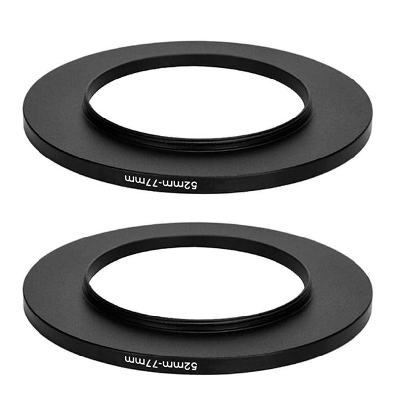 (2 Packs) 52-77MM Step-Up Ring Adapter, 52mm to 77mm Step Up Filter Ring, 52 mm Male 77 mm Female Stepping Up Ring for DSLR Camera Lens and ND UV CPL Infrared Filter, Model Number: FR5277