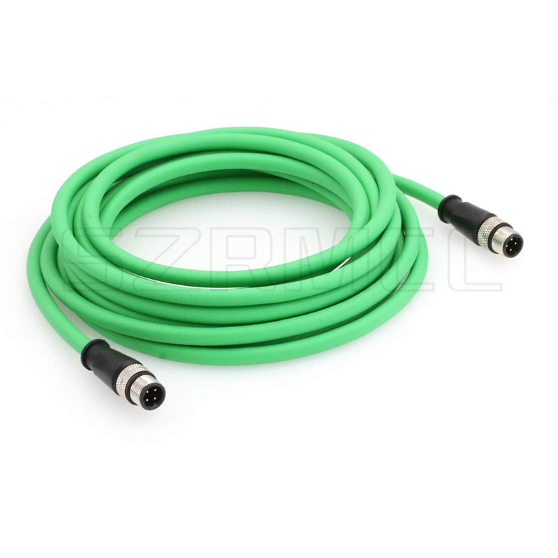 SZRMCC M12 4 Pin D-Code Male to Male High Flex Industrial Machine Vision Camera Shielded Cable (3m) 3m