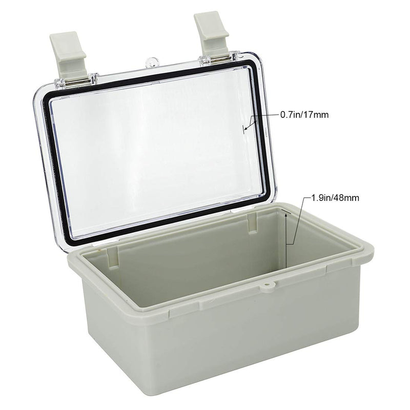LMioEtool ABS Plastic Dustproof Waterproof IP65 Junction Box Hinged Shell Universal Electrical Project Enclosure Gray, with PC Transparent Clear Cover 5.9 x 3.9 x 2.8inch(150 x100 x70mm) 5.9"x3.9"x2.8" CC