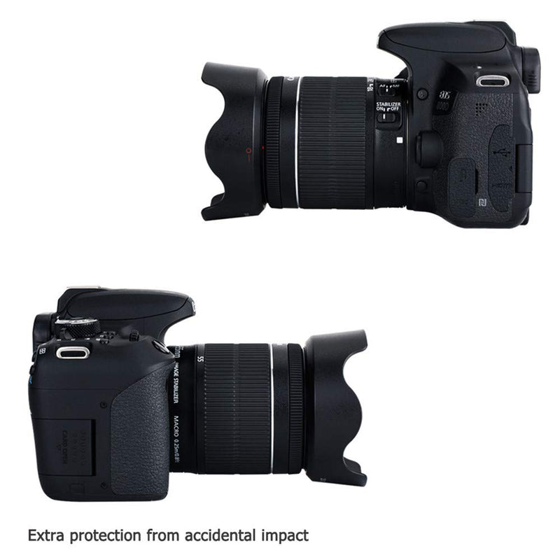 Reversible Lens Hood Shade Protector for Canon EF-S 18-55mm F3.5-5.6 IS STM & EF-S 18-55mm F4-5.6 IS STM Lens on Camera Rebel T8i T7i T6i T5i SL3 SL2 EOS 90D 80D 77D 70D 850D 800D Replace Canon EW-63C