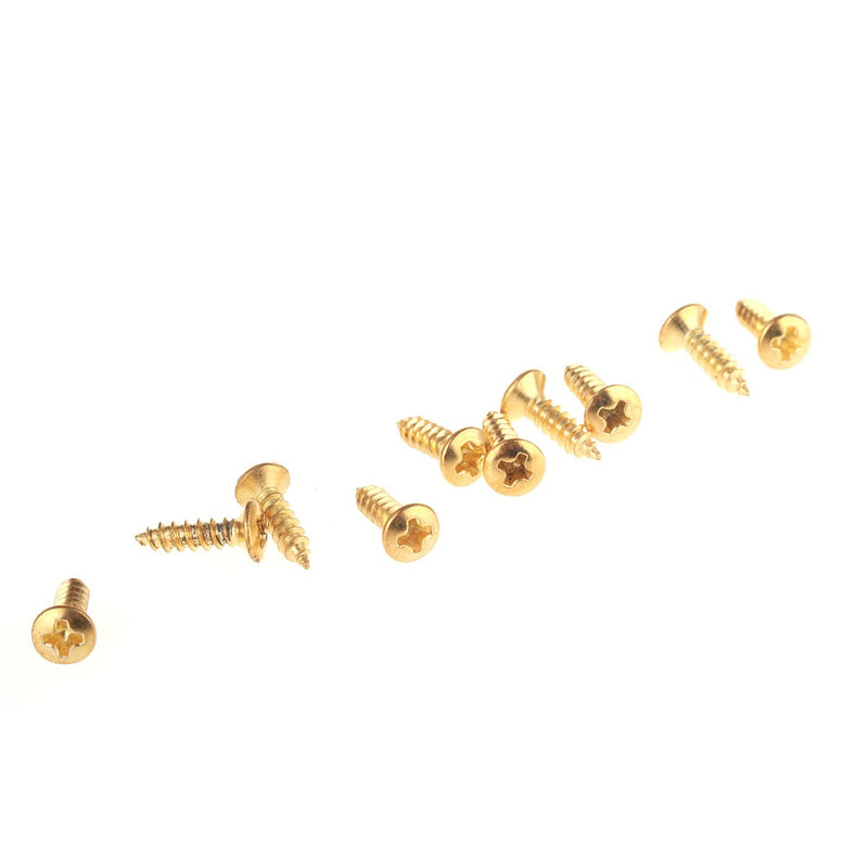 Musiclily 3mm Electric Guitar Bass Pickguard Backplates Tremolo Cover Plates Mounting Screws for Fender Strat Tele ST TL SG LP Guitar Replacement, Gold (Pack of 50)