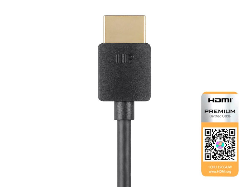 [AUSTRALIA] - Monoprice High Speed HDMI Cable - 2 Feet - Black| Certified Premium, 4K@60Hz, HDR, 18Gbps, 36AWG, YUV, 4:4:4 - Ultra Slim Series (124183) 1 Pack 2ft 