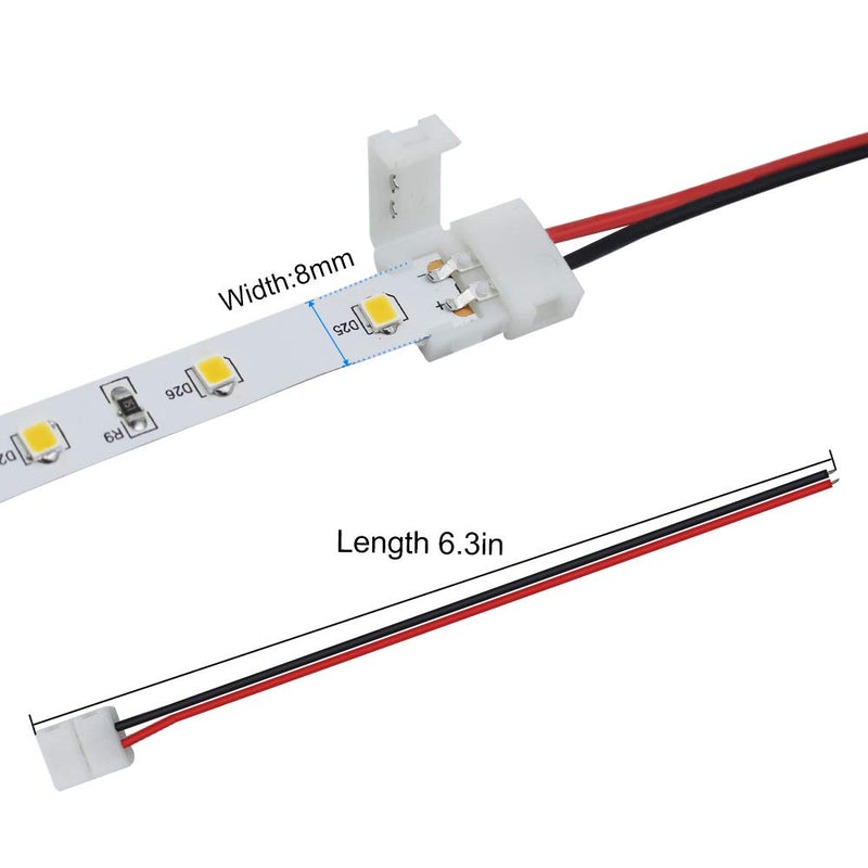 [AUSTRALIA] - LightingWill 10pcs Pack Strip Wire Solderless Snap Down 2Pin Conductor LED Strip Connector for 8mm Wide 3528 2835 Single Color Flex LED Strips 