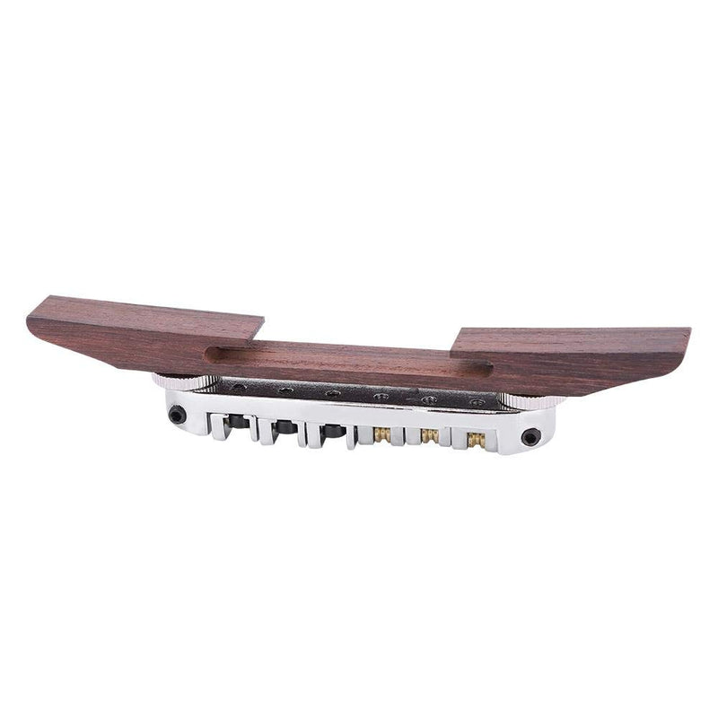 6 String Guitar Bridge Adjustable Archtop Bridge Rosewood Base Bridge with Copper-zinc Alloy Roller for LP SG Jazz Guitar Silver