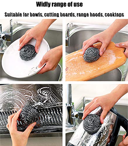 18 PCS Stainless Steel Sponges Scrubbers Cleaning Ball Utensil Scrubber Metal Scrubber Scouring Pads Ball for Pot Pan Dish Wash Cleaning for Removing Rust Dirty Cookware Cleaner with Handle (18 Pack) 18 Pack