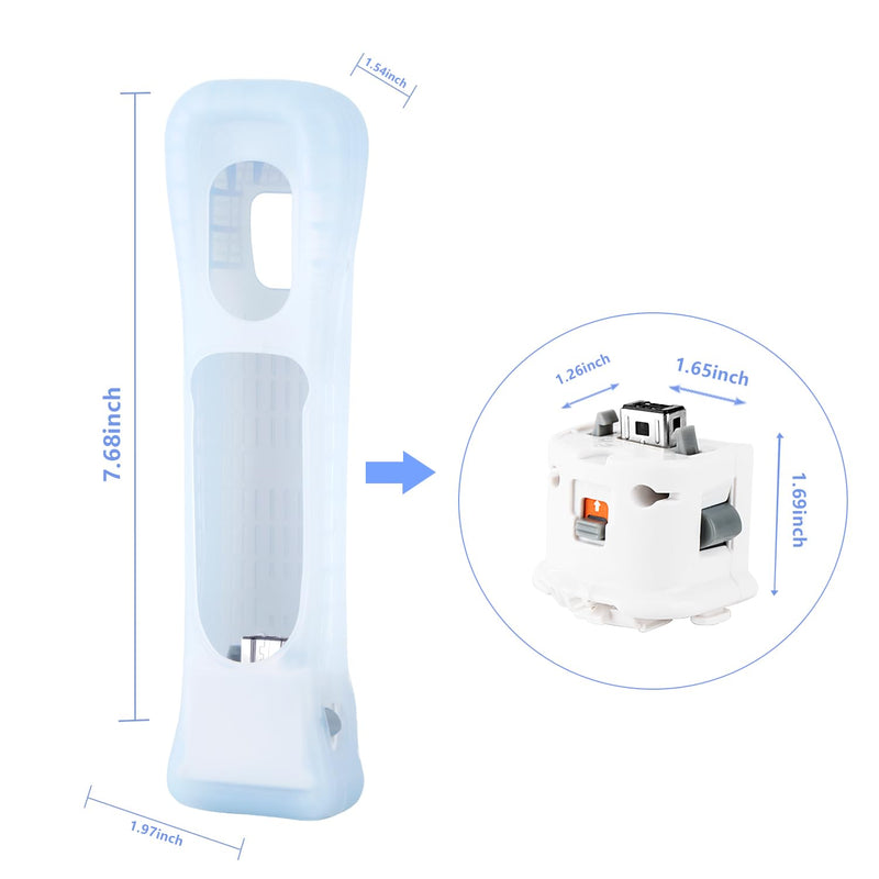 XiQiDianr 2 Motion Plus Attachment and 2 Silicon Case for Nintendo Wii Remote Controller, Motion Plus Adaptor Sensor Accelerator Replacement for Wii Motion Plus Adapter（White） White