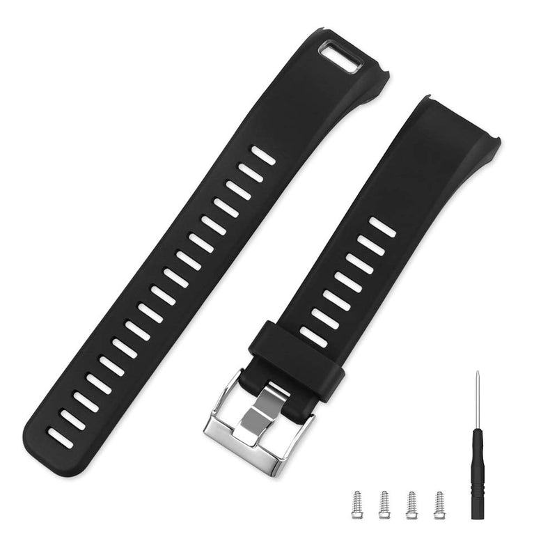 Oenfoto Compatible Garmin Vivosmart HR Replacement Bands, Soft Silicone Bracelet Sport Wristband Strap Accessories with Screwdriver for Garmin Vivosmart HR-Black Black