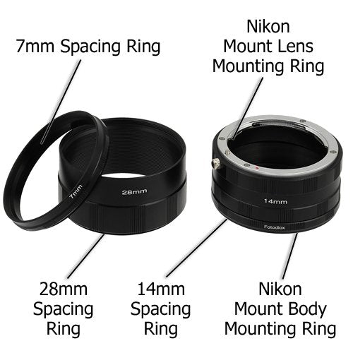 Fotodiox Macro Extension Tube Set Compatible with Nikon F Mount Cameras for Extreme Close-up Photography Macro Tube Set