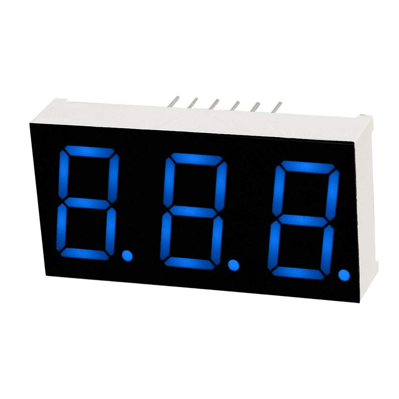 uxcell Common Anode 12 Pin 3 Bit 7 Segment 1.48 x 0.75 x 0.31 Inch 0.55" Blue LED Display Digital Tube 5pcs