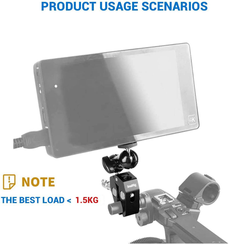 SmallRig Cool Ballhead Arm Super Camera Clamp Mount Double Ball Adapter, Fence Desk Table Mount for Ronin-M for Insta360, for Gopro - 1138