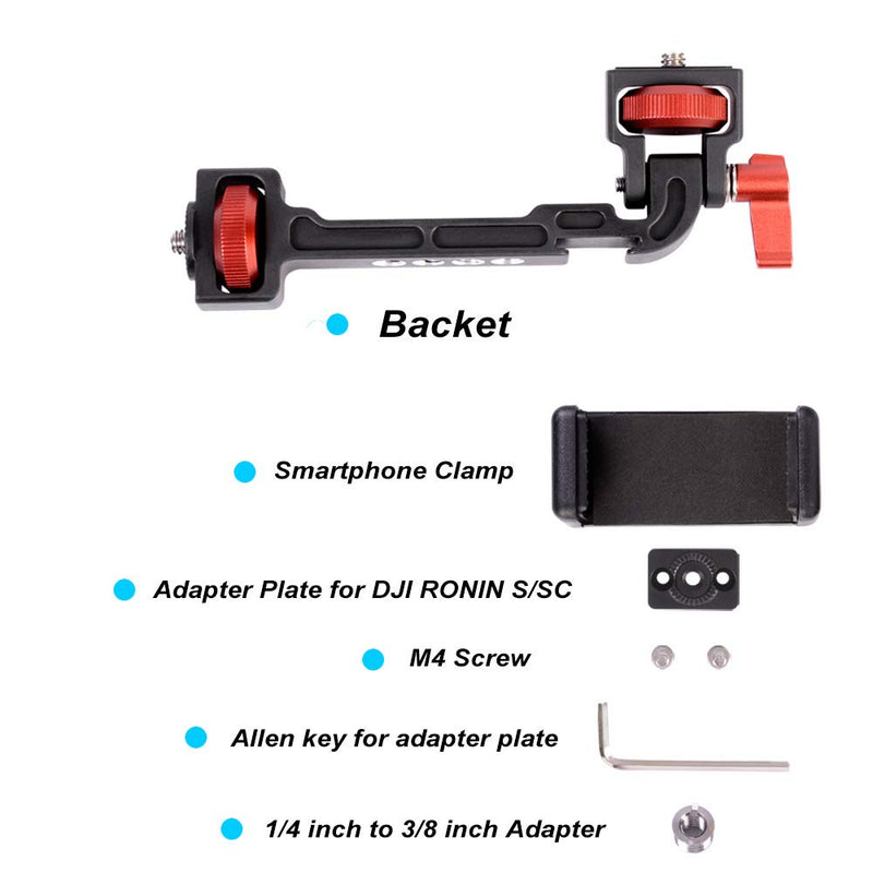 Weebill S/DJI RSC2 Gimbal Monitor Mount, Extension Plate Ronin S Accessories with 1/4 Thread Cold Shoe Mount Smartphone Clamp Compatible with DJI Ronin S/SC/RS2/RSC2/Zhiyun Crane 3/2S/Weebill S/Lab