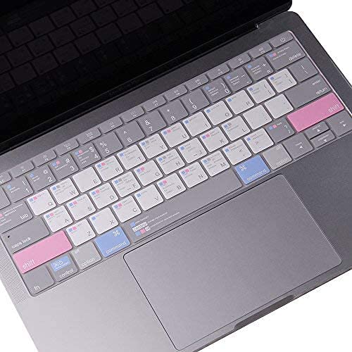 Ultra Thin Silicone MAC OS Shortcut Keyboard Cover for MacBook Pro 13" Model A1708(2016-2019 Released, Without Touch Bar) & MacBook 12 Model A1534 US Layout A1708 MacOS