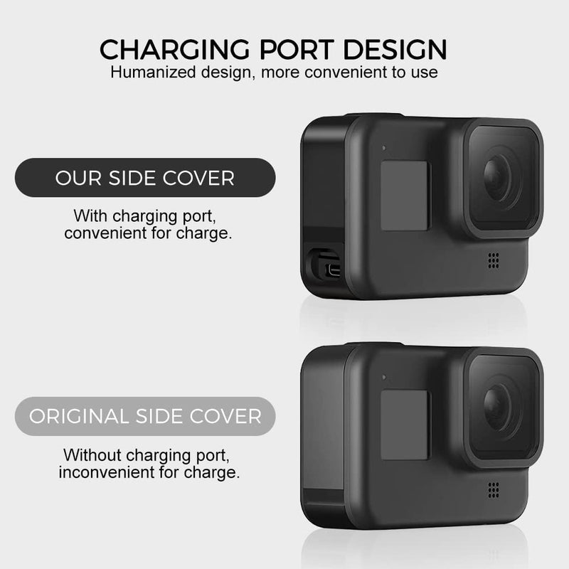 ParaPace Replacement Side Door for GoPro Hero 8 Black,Battery Cover Removable Type-C Charging Port Adapter Repair Part Camera Accessories chargeable side cover for hero 8 black