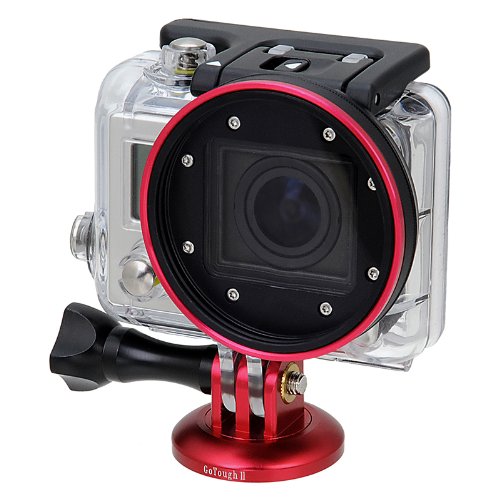 GoTough Red Tripod Adapter Version 2 – Metal 1/4”-20 Tripod Adapter Compatible with GoPro HERO3, HERO3+, HERO4, HERO5, HERO6, HERO7 2-Prong Mounting System - by Fotodiox Pro