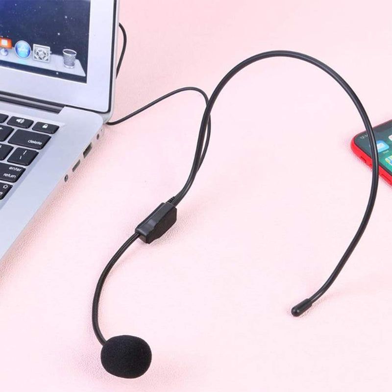 Headset Condenser Microphone with Microphone,3 Pins Mini Over Ear Omnidirectional Head Mic TA3F Plug,Hands Free Head Wear Headset Studio Microphone Black