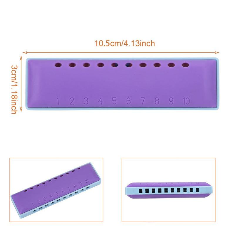 Dilwe Harmonica for Children, 10 Hole Resin Harmonica Mouth Organ Musical Instrument Toy Gift for Kids Children Beginnger Rock Jazz Folk Harmonicas Purple