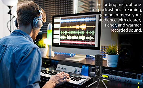 USB Microphone, Metal Condenser Recording PC Microphone for Windows and Mac, Professional Studio Desktop Microphone for Podcast, Gaming, Youtube Videos, Voice Overs and Streaming