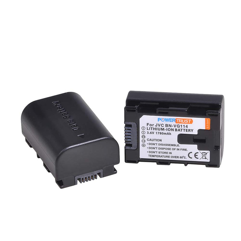 PowerTrust 2-Pack BN-VG114 Battery and Dual Fast Charger for JVC BN-VG107 BN-VG107U BN-VG107US BN-VG114U BN-VG114US BN-VG121 BN-VG121U BN-VG121US Battery and JVC Everio Camera