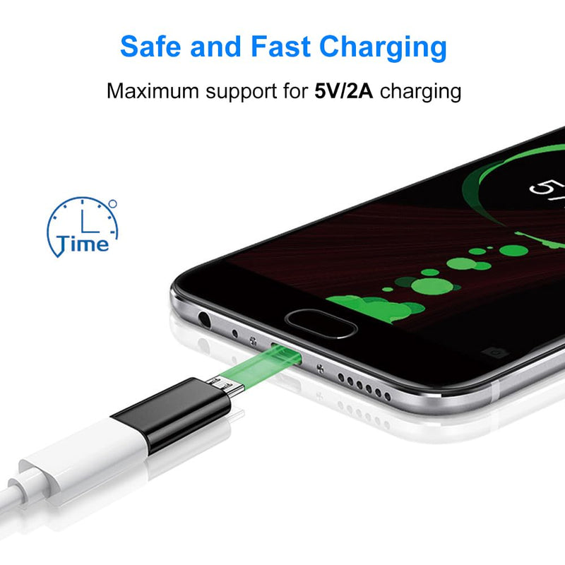 USB C to Micro USB Adapter, USB Type C Female to Micro USB Male Adapter Compatible with Samsung Galaxy S7/S6/S5/S4/S3, Note 5/4/3, Android Phones, Tablets and Other microUSB Devices (Black) Black