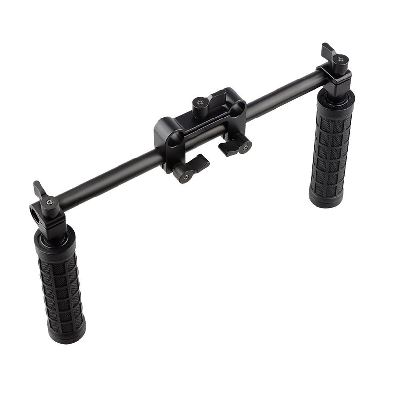 CAMVATE Handle Grips Front Handbar Clamp Mount for 15mm Rod Support System Shoulder Rig(Black)