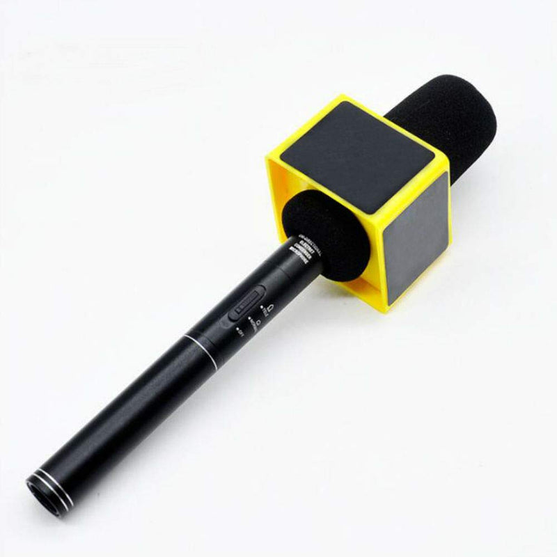 Aysekone Portable Yellow ABS Injection Molding Square Cube Shaped Interview Mic Microphone Logo Flag Station