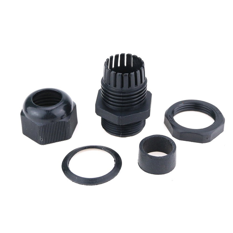 Hilitchi 60 Piece Nylon Plastic Waterproof Adjustable 3.5-13mm Cable Glands Joints Cable Gland - PG7, PG9, PG11, PG13.5, PG16 Black-60pcs
