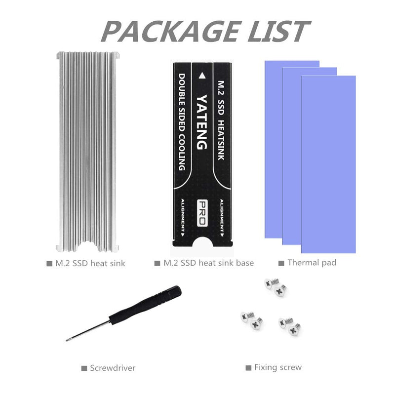 NVMe Heatsinks for M.2 2280mm SSD Double-Sided Cooling Design（Silver）