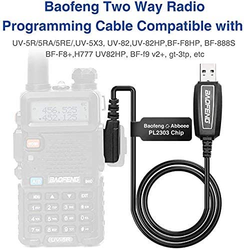 Baofeng USB Programming Cable PL2303 Support Chirp for Baofeng UV-5R(All),BF-F8HP, BF-888S,UV82HP,UV-82(All),UV-S9Plus GM-15Pro BF-H6 Handheld ham Radio transceiver Ham Two Way Radio with Driver