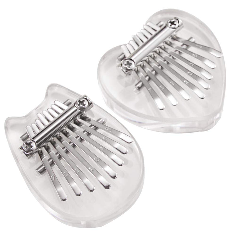 Thumb Piano, Portable Cute Mini Kalimba Beginner Musical Instrument | 8 Keys Transparent Acrylic Handheld Keyboard Pocket Finger Pendant for Children Gift heart