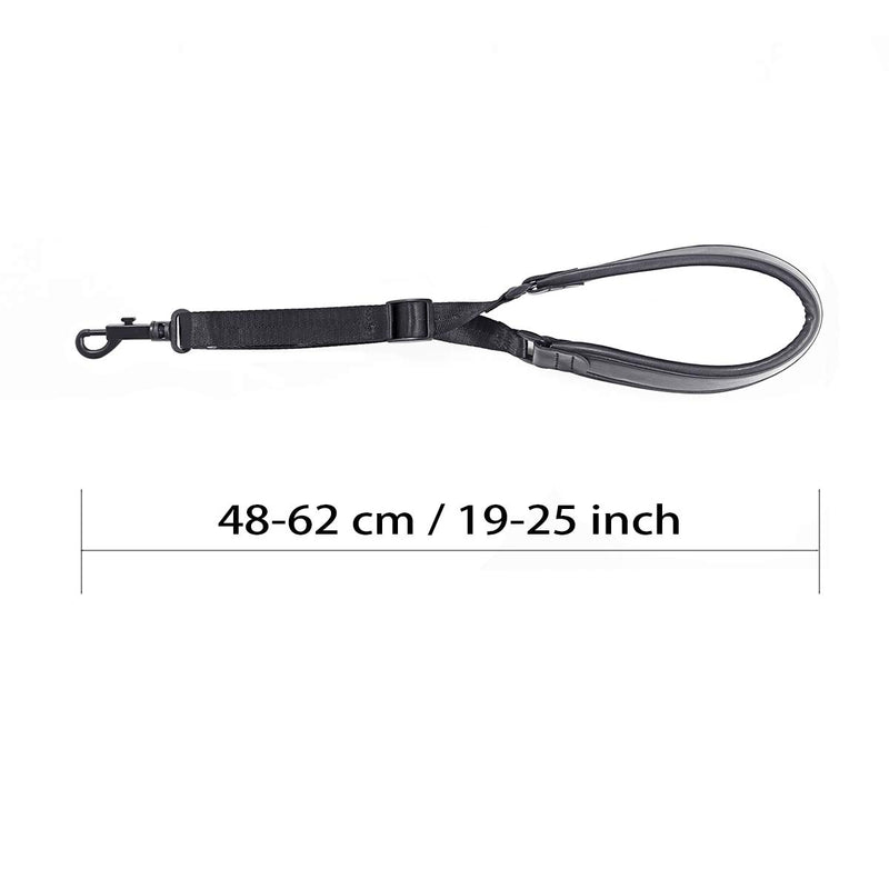 Saxophone neck strap, soft leather length adjustable, traditional rotating hook, suitable for saxophone/clarinet/oboe/horn (black)