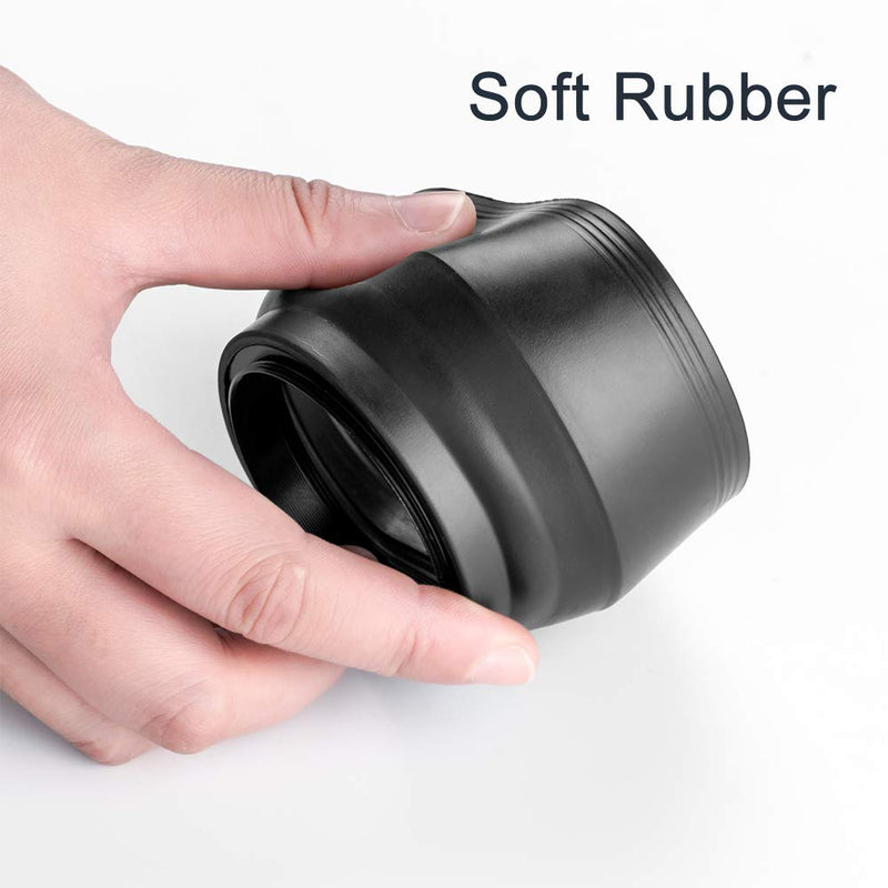 55mm Lens Hood Universal Collapsible Lens Sun Shade Hood with Centre Pinch Lens Cap for Canon Nikon Sony Pentax Olympus Fuji Camera 55mm