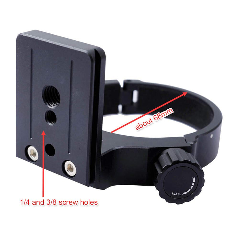 iShoot Improved 68mm Lens Collar Tripod Mount Ring for Nikon AF-S 300mm F/4E PF ED VR and Nikon AF-S 70-200mm F/4G ED VR Lens, with ARCA-Swiss Fit Quick Release Plate for Arca Type Tripod Ball Head