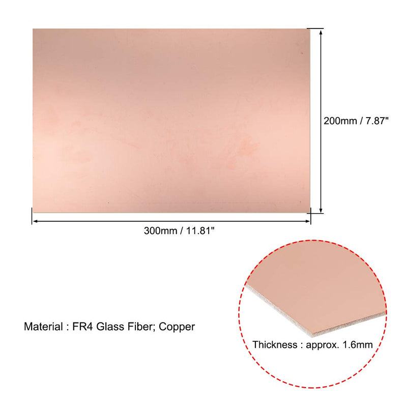 uxcell Single-Sided Copper Clad Laminate PCB Circuit Board, FR4 300x200mm 11.81x7.87 inch, 1.6mm Thickness DIY Prototyping PCB Board, Name Board