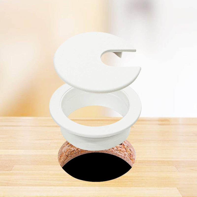 6pcs Desk Grommet 1-3/8 inch Plastic Wire Cord Cable Grommets Hole Cover for Office PC Desk Cable Cord Organizer (White) White 35mm/ 1-3/8 Inch Mounting Hole Diameter