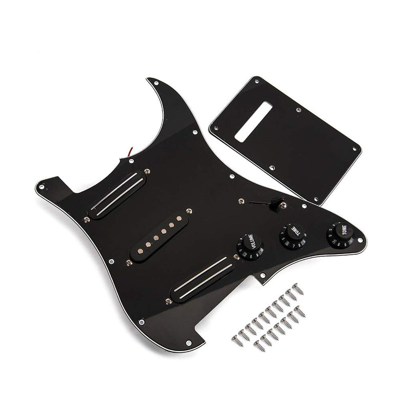 Alnicov Black 3-ply SSS Dual Rail Pickups Loaded Prewired Pickguards for 11 Hole Electric Guitar,black