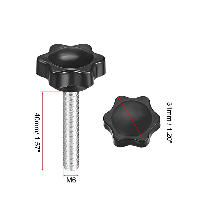 uxcell Clamping Screw Knob, Plum Hex Shaped Grips Star Knob M6 x 40mm Male Thread, 10 Pcs M6*40