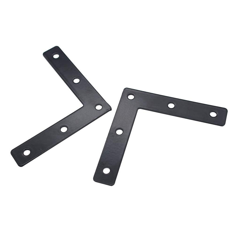 20 Pcs Black Flat Corner Brace Brackets,80mmx80mm Metal Right Angle Corner Brace L Shaped Brackets,Mending Plate Bracket with Screws